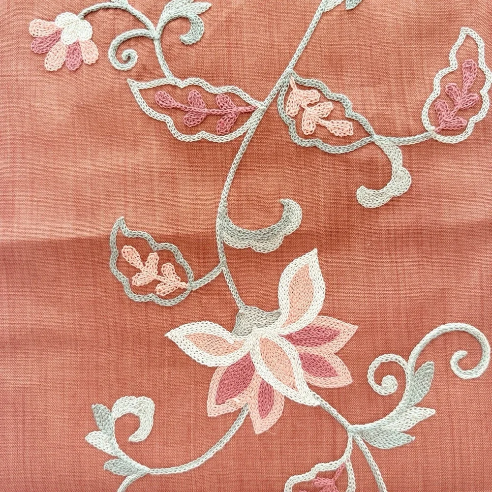 Inspired Treasures Fall Table Runner 13x72 Burnt Orange Floral Embroidered NWT